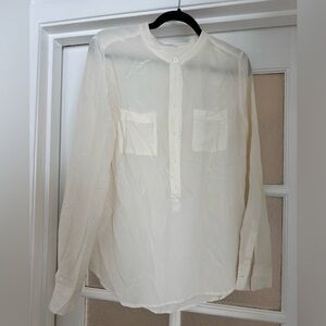 Equipment Long-Sleeve Cream Silk Blouse